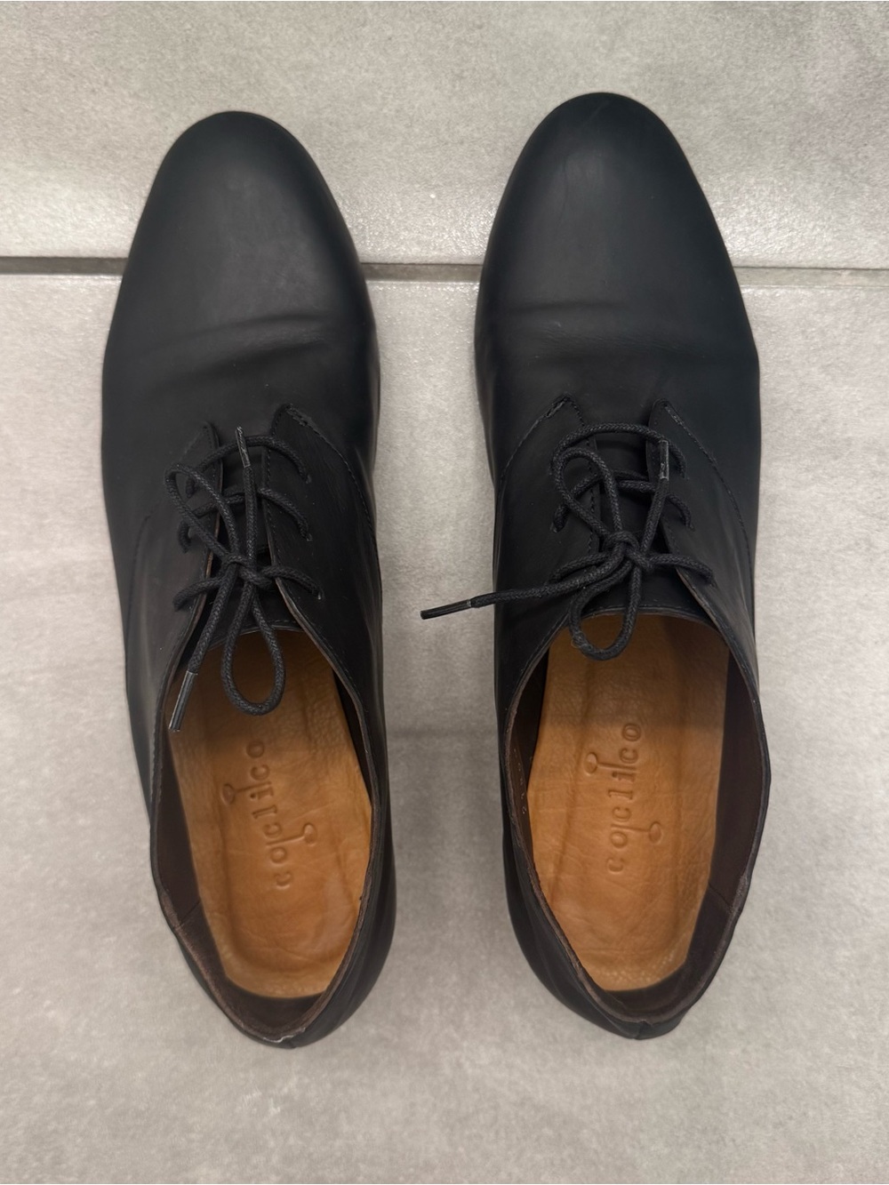 Coclico Black Leather Lace Up Minimalist Oxfords Shoes 39.5 Made in Spain